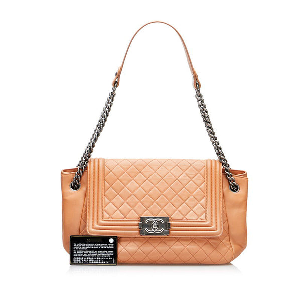 シャネル ボーイシャネル ココマーク ワンショルダーバッグ ハンドバッグ サーモンピンク レザー レディース CHANEL 【中古】