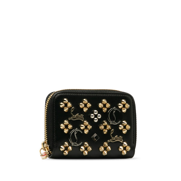 クリスチャンルブタン スタッズ コインケース 小銭入れ ラウンドファスナー ブラック レザー レディース Christian Louboutin 【中古】