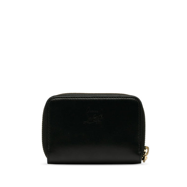 クリスチャンルブタン スタッズ コインケース 小銭入れ ラウンドファスナー ブラック レザー レディース Christian Louboutin 【中古】