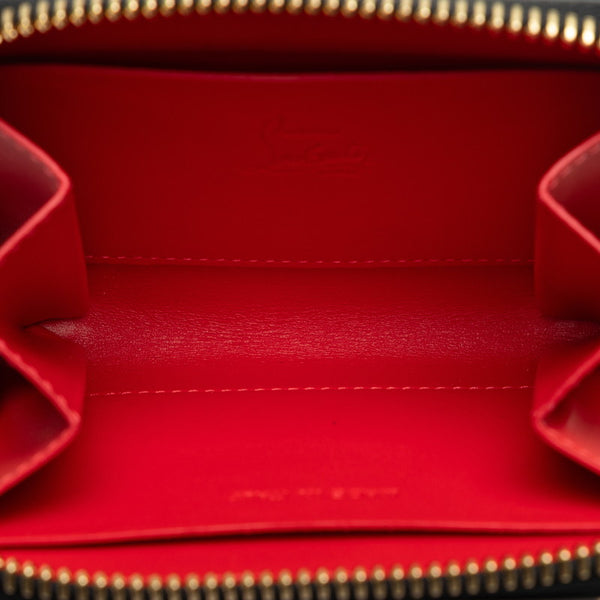 クリスチャンルブタン スタッズ コインケース 小銭入れ ラウンドファスナー ブラック レザー レディース Christian Louboutin 【中古】