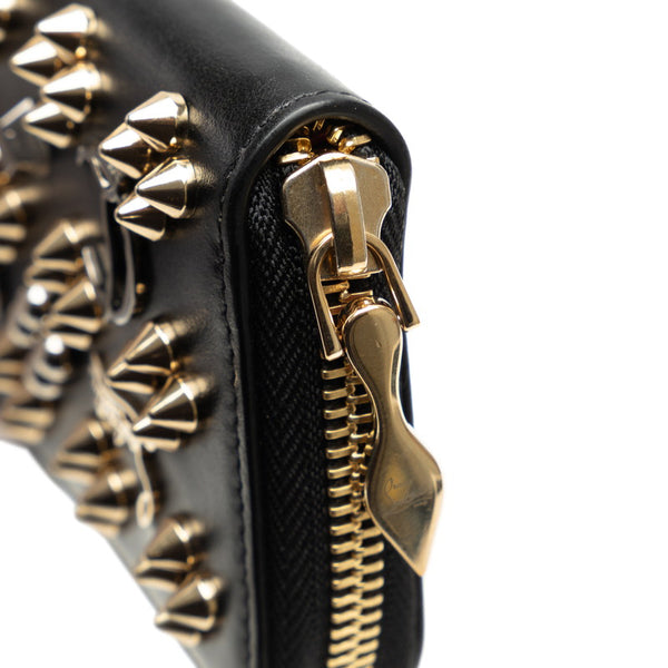 クリスチャンルブタン スタッズ コインケース 小銭入れ ラウンドファスナー ブラック レザー レディース Christian Louboutin 【中古】