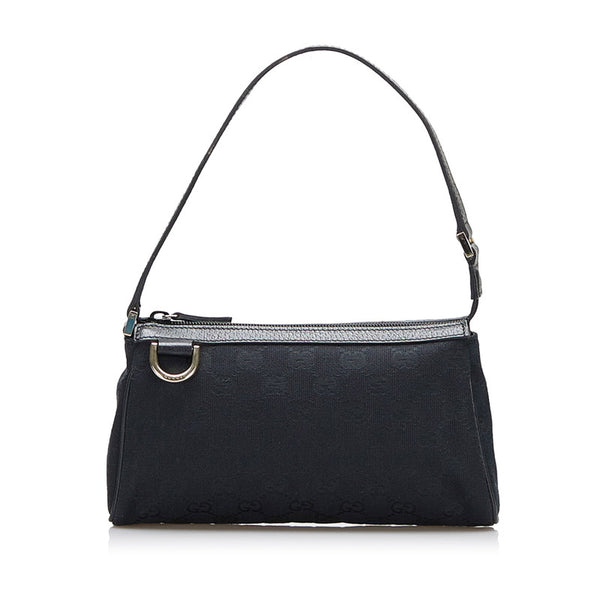 グッチ GGキャンバス アビー ポーチ アクセサリーポーチ 145750 ブラック キャンバス レザー レディース GUCCI 【中古】