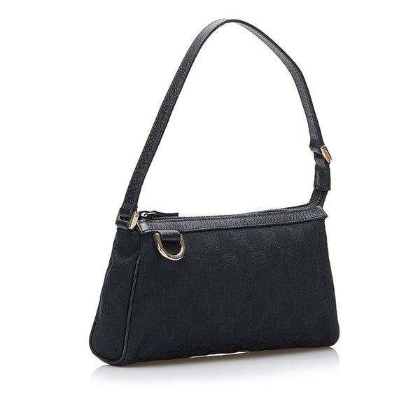 グッチ GGキャンバス アビー ポーチ アクセサリーポーチ 145750 ブラック キャンバス レザー レディース GUCCI 【中古】