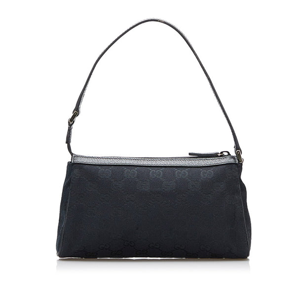 グッチ GGキャンバス アビー ポーチ アクセサリーポーチ 145750 ブラック キャンバス レザー レディース GUCCI 【中古】