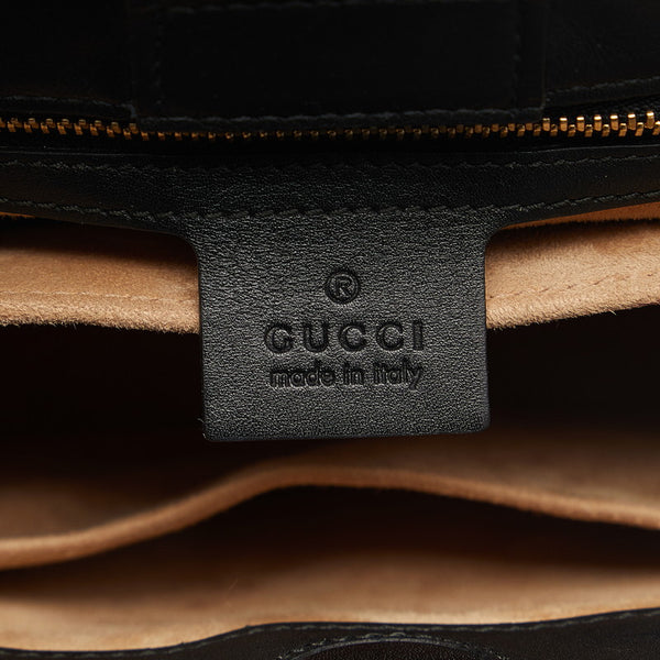 グッチ シルヴィ シェリーライン ハンドバッグ ショルダーバッグ 2WAY 460381 ブラック レザー レディース GUCCI 【中古】