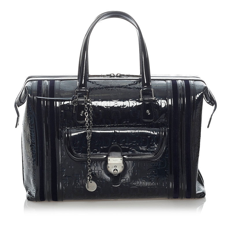 グッチ ドクターズ ハンドバッグ 150630 ブラック パテントレザー レディース GUCCI 【中古】