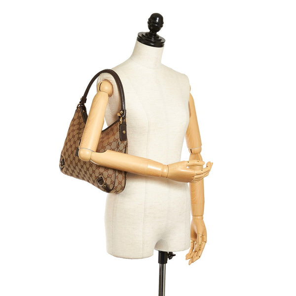 グッチ GGキャンバス アビー ショルダーバッグ 130738 ベージュ ブラウン キャンバス レザー レディース GUCCI 【中古】