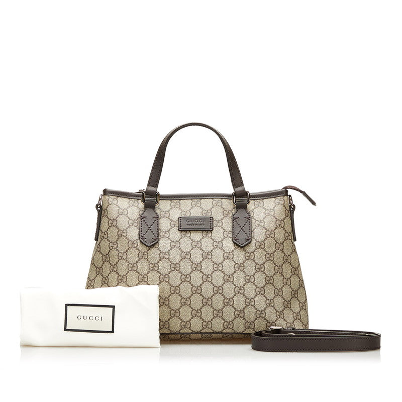 グッチ GGスプリーム ハンドバッグ ショルダーバッグ 2WAY 429019 ブラウン PVC レザー レディース GUCCI 【中古】