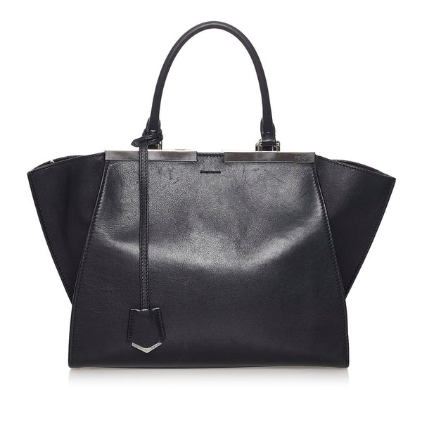 フェンディ トロワジュール ハンドバッグ 8BH279 ブラック レザー レディース FENDI 【中古】