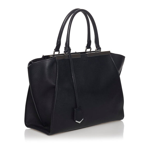 フェンディ トロワジュール ハンドバッグ 8BH279 ブラック レザー レディース FENDI 【中古】