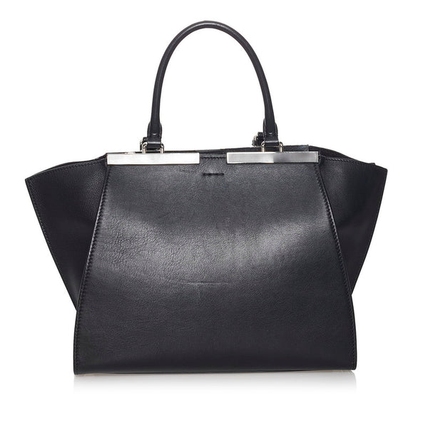 フェンディ トロワジュール ハンドバッグ 8BH279 ブラック レザー レディース FENDI 【中古】
