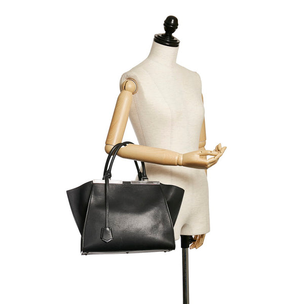フェンディ トロワジュール ハンドバッグ 8BH279 ブラック レザー レディース FENDI 【中古】