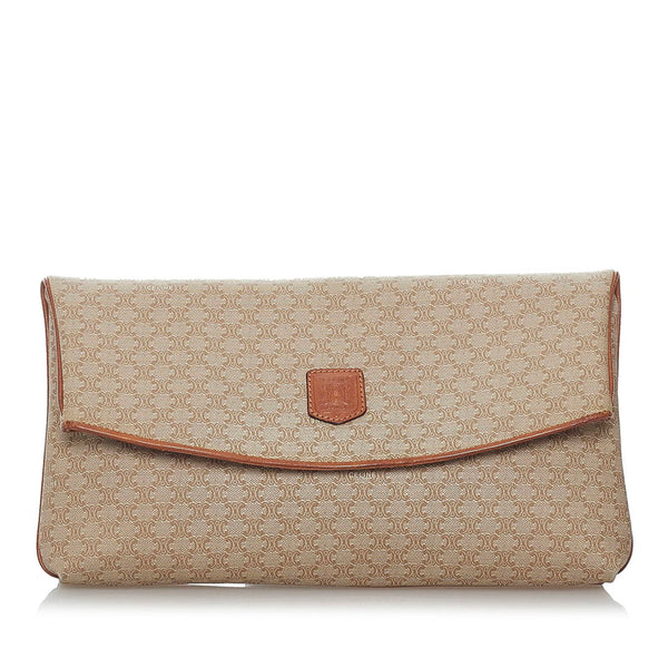 セリーヌ マカダム ベージュ PVC レザー クラッチバッグ レディース CELINE 【中古】