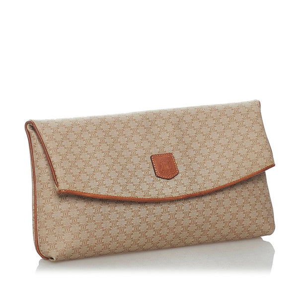 セリーヌ マカダム ベージュ PVC レザー クラッチバッグ レディース CELINE 【中古】