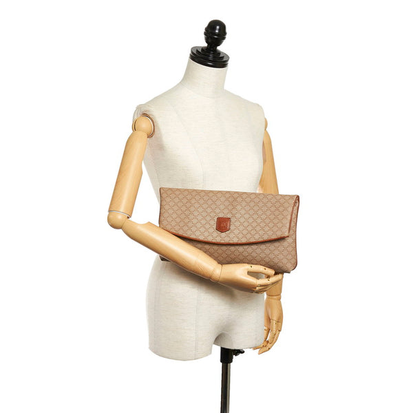 セリーヌ マカダム ベージュ PVC レザー クラッチバッグ レディース CELINE 【中古】