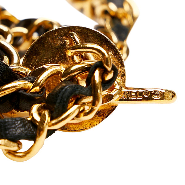 シャネル ココマーク チェーン ベルト　 ブラック ゴールド レザー メッキ レディース CHANEL 【中古】