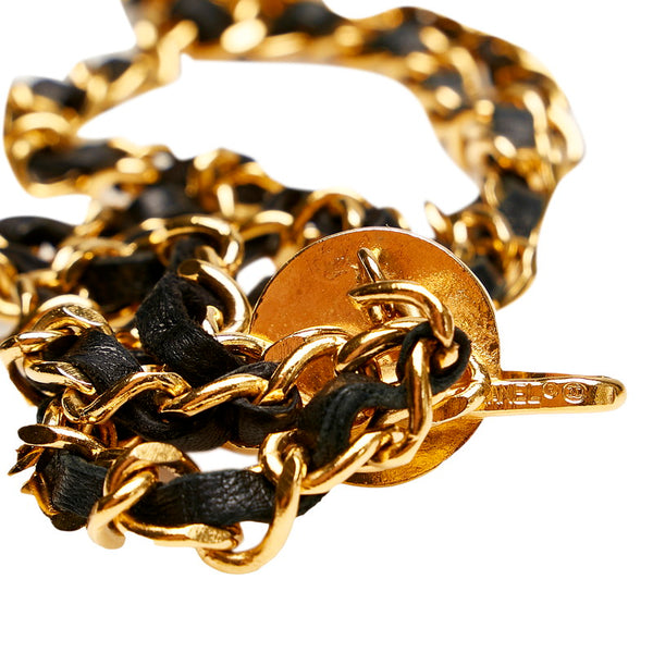 シャネル ココマーク チェーン ベルト　 ブラック ゴールド レザー メッキ レディース CHANEL 【中古】