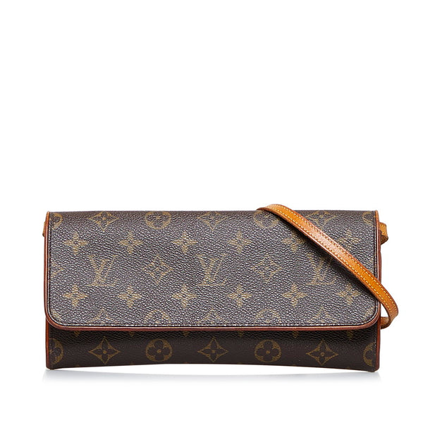 ルイ ヴィトン モノグラム ポシェットツインGM ショルダーバッグ M51852 ブラウン PVC レザー レディース LOUIS VUITTON 【中古】