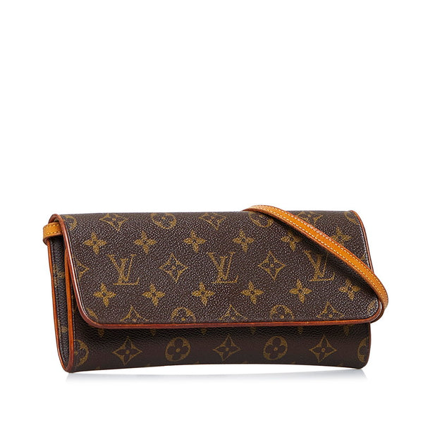 ルイ ヴィトン モノグラム ポシェットツインGM ショルダーバッグ M51852 ブラウン PVC レザー レディース LOUIS VUITTON 【中古】