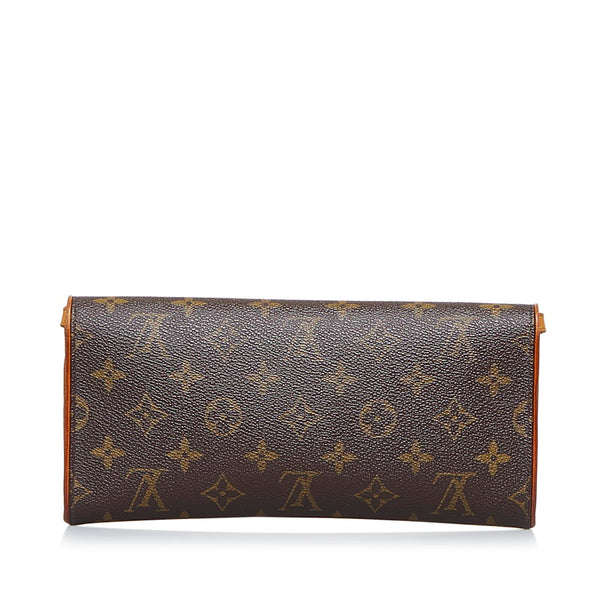 ルイ ヴィトン モノグラム ポシェットツインGM ショルダーバッグ M51852 ブラウン PVC レザー レディース LOUIS VUITTON 【中古】