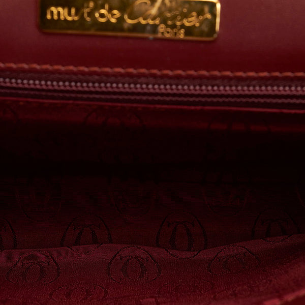 カルティエ マスト クラッチバッグ ボルドー レザー メンズ CARTIER 【中古】