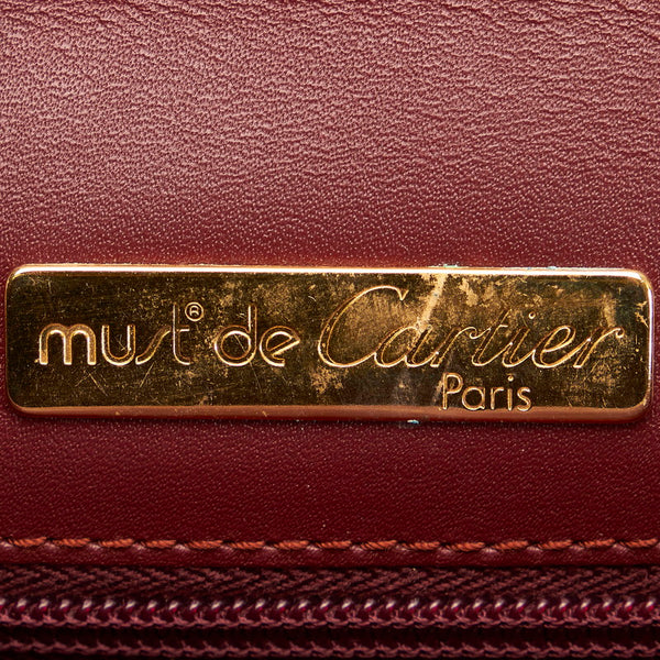カルティエ マスト クラッチバッグ ボルドー レザー メンズ CARTIER 【中古】