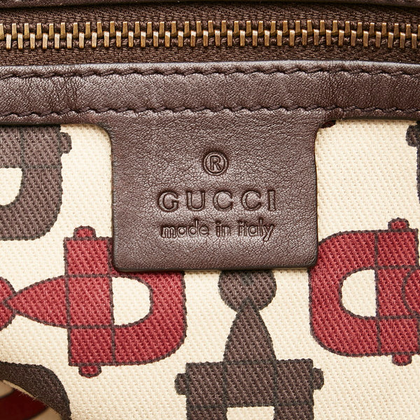 グッチ グッチシマ ヒステリア スタッズ クレストチャーム トートバッグ 207291 ブラウン レザー レディース GUCCI 【中古】
