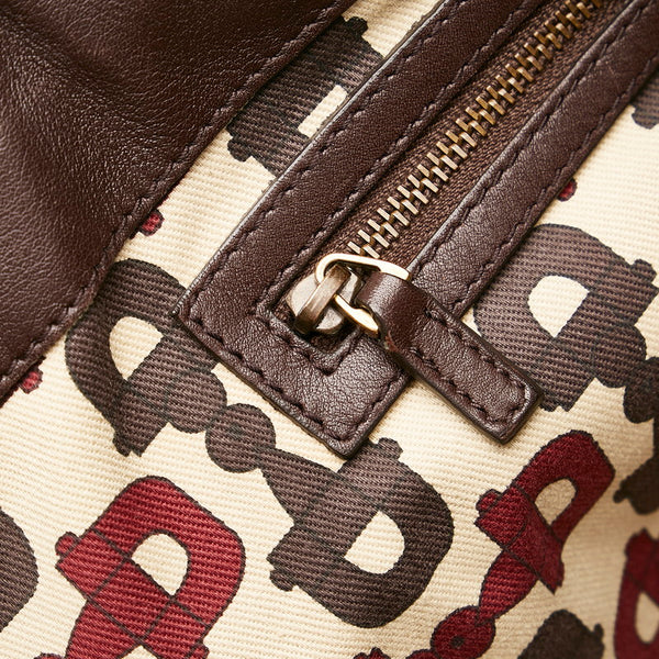 グッチ グッチシマ ヒステリア スタッズ クレストチャーム トートバッグ 207291 ブラウン レザー レディース GUCCI 【中古】