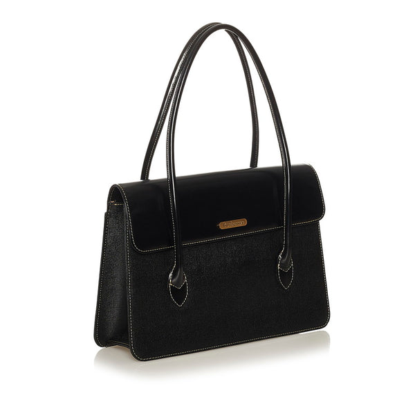 バーバリー ノバチェック シャドーホース ハンドバッグ ブラック レザー レディース BURBERRY 【中古】
