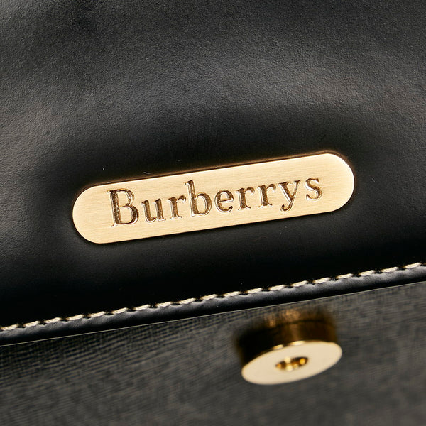 バーバリー ノバチェック シャドーホース ハンドバッグ ブラック レザー レディース BURBERRY 【中古】