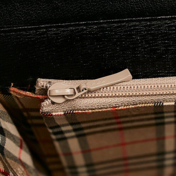 バーバリー ノバチェック シャドーホース ハンドバッグ ブラック レザー レディース BURBERRY 【中古】