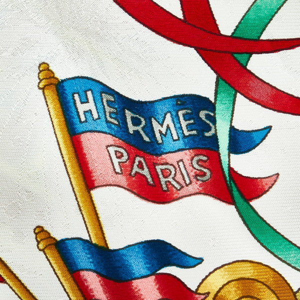 エルメス カレ90 LUNA PARK メリーゴーランド 遊園地 スカーフ レッド ブルー マルチカラー シルク レディース HERMES 【中古】