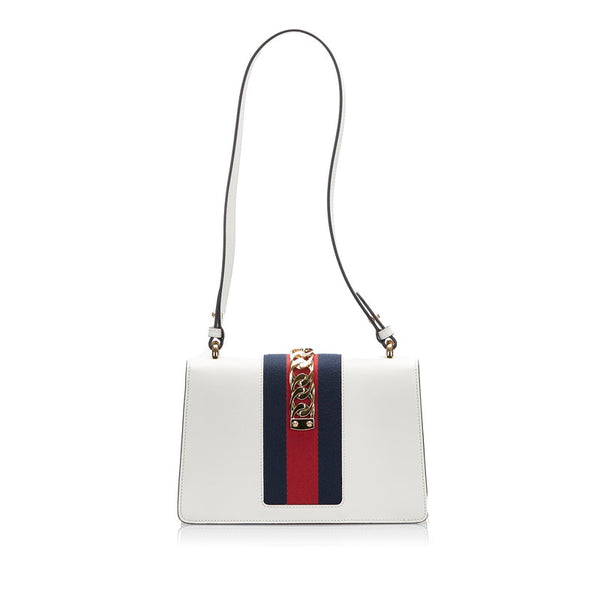 グッチ シェリーライン シルヴィ スモール ショルダーバッグ 421882 アイボリー ホワイト レザー キャンバス レディース GUCCI 【中古】
