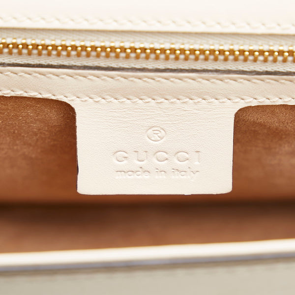 グッチ シェリーライン シルヴィ スモール ショルダーバッグ 421882 アイボリー ホワイト レザー キャンバス レディース GUCCI 【中古】