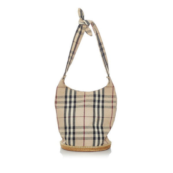 バーバリー ノバチェック ハンドバッグ ベージュ キャンバス レディース BURBERRY 【中古】