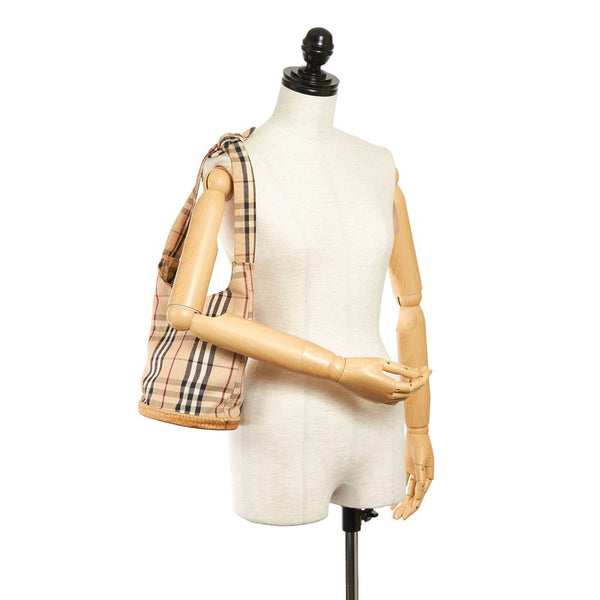 バーバリー ノバチェック ハンドバッグ ベージュ キャンバス レディース BURBERRY 【中古】