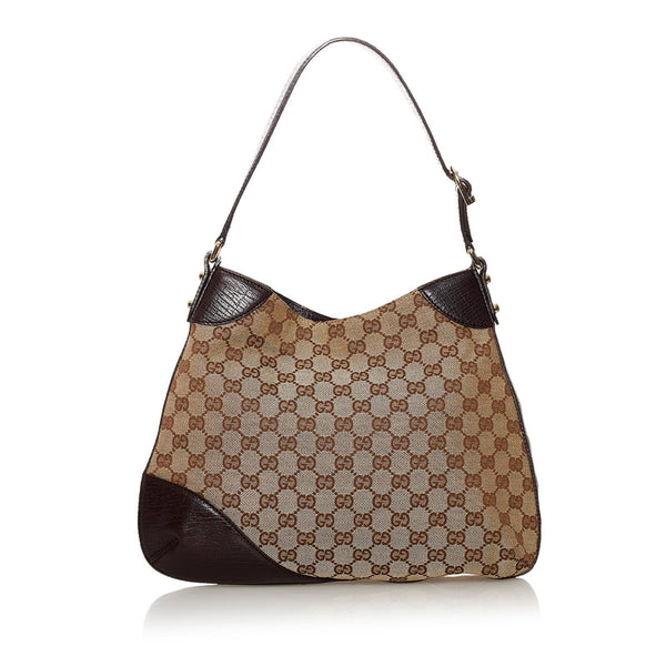 グッチ GGキャンバス ホースビット シェリーライン ワンショルダー 137388 ブラウン キャンバス レザー レディース GUCCI 【中古】