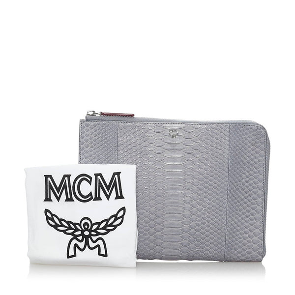 エム シー エム クラッチバッグ ライトブルー パイソン メンズ MCM 【中古】