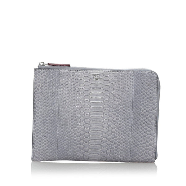 エム シー エム クラッチバッグ ライトブルー パイソン メンズ MCM 【中古】