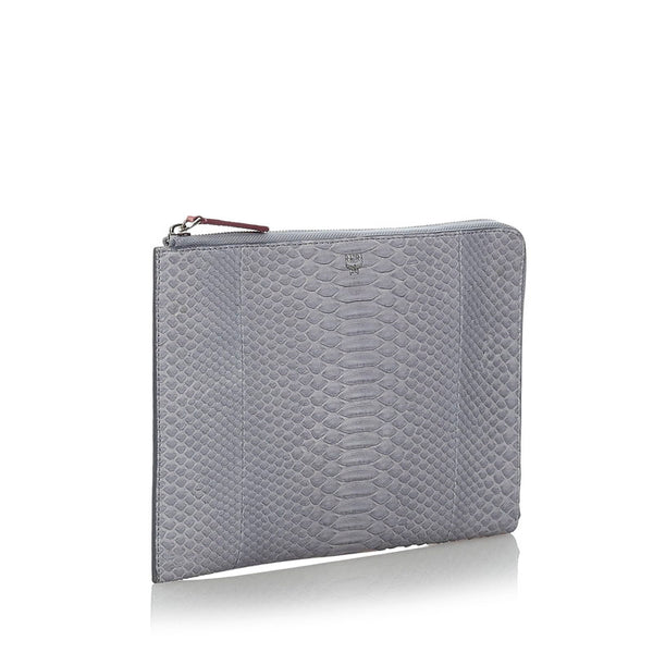 エム シー エム クラッチバッグ ライトブルー パイソン メンズ MCM 【中古】