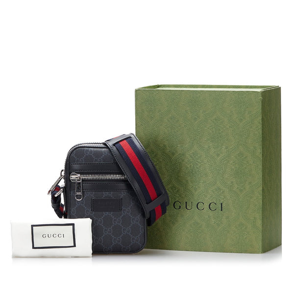 グッチ GGスプリーム シェリーライン 斜め掛け ショルダーバッグ 598103 ブラック PVC レザー レディース GUCCI 【中古】