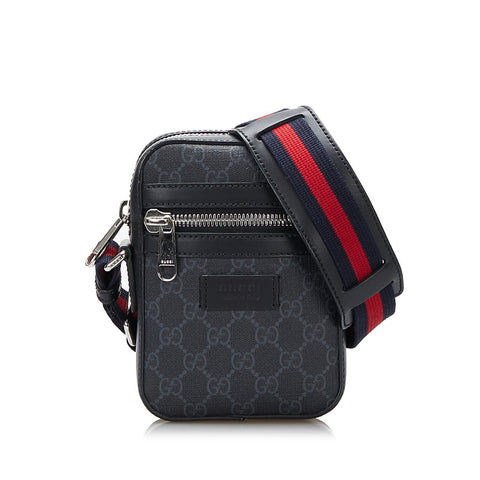 グッチ GGスプリーム シェリーライン 斜め掛け ショルダーバッグ 598103 ブラック PVC レザー レディース GUCCI 【中古】