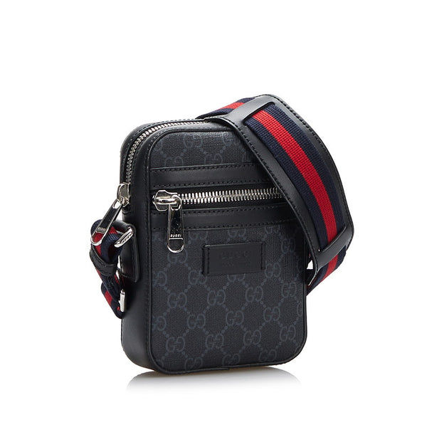 グッチ GGスプリーム シェリーライン 斜め掛け ショルダーバッグ 598103 ブラック PVC レザー レディース GUCCI 【中古】