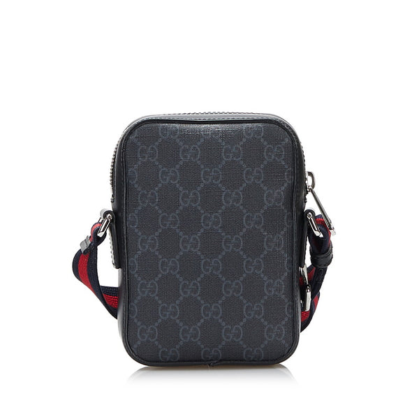 グッチ GGスプリーム シェリーライン 斜め掛け ショルダーバッグ 598103 ブラック PVC レザー レディース GUCCI 【中古】