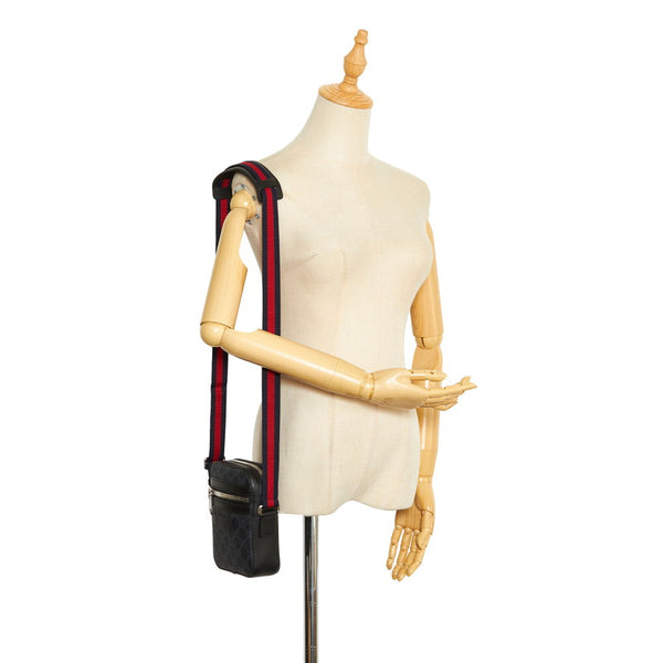 グッチ GGスプリーム シェリーライン 斜め掛け ショルダーバッグ 598103 ブラック PVC レザー レディース GUCCI 【中古】