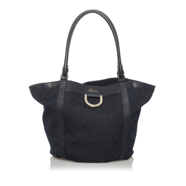 グッチ GGキャンバス アビー ハンドバッグ トートバッグ 211982 ブラック キャンバス レザー レディース GUCCI 【中古】