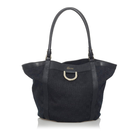 グッチ GGキャンバス アビー ハンドバッグ トートバッグ 211982 ブラック キャンバス レザー レディース GUCCI 【中古】