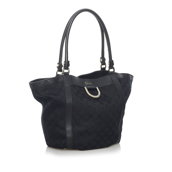 グッチ GGキャンバス アビー ハンドバッグ トートバッグ 211982 ブラック キャンバス レザー レディース GUCCI 【中古】