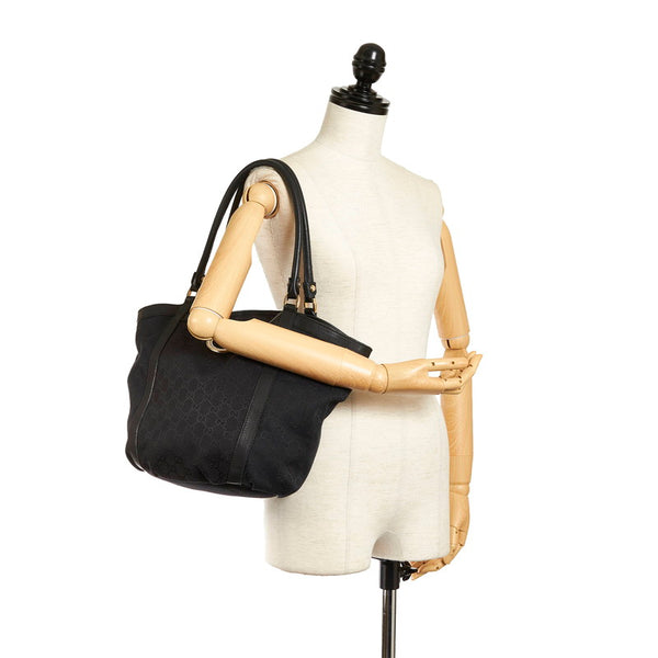 グッチ GGキャンバス アビー ハンドバッグ トートバッグ 211982 ブラック キャンバス レザー レディース GUCCI 【中古】