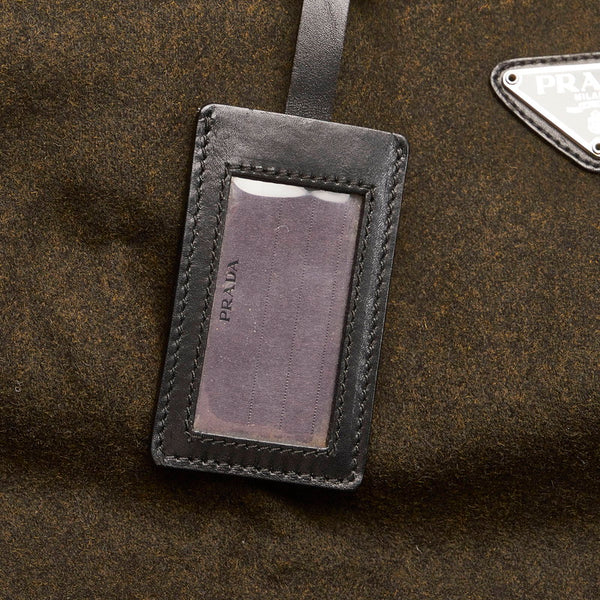 プラダ ボストンバッグ ショルダーバッグ 2WAY カーキ ダークグレー ウール ナイロン レザー メンズ PRADA 【中古】